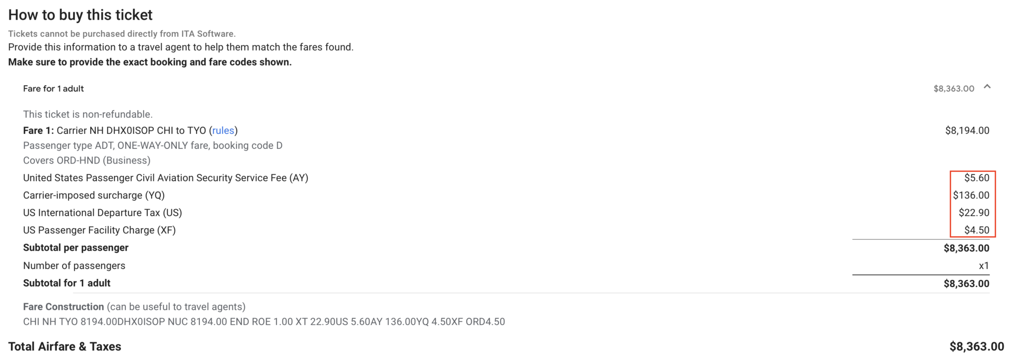 Virgin Atlantic ANA Award Chart for Flights to Japan